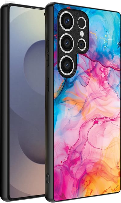 Smartphonica Telefoonhoesje Geschikt voor Samsung Galaxy S25 Ultra met Regenboog Acryl Marmer Opdruk - TPU Backcover Case Rainbow Acrylic Marble Design geschikt voor Samsung Galaxy S25 Ultra