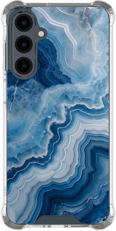 Shockproof hoesje geschikt voor Samsung Galaxy A17 - Skystone marble - Schokbestendig - Verhoogde randen - TPU case - Extra Sterke Back Cover - Marmer - Transparant, Blauw