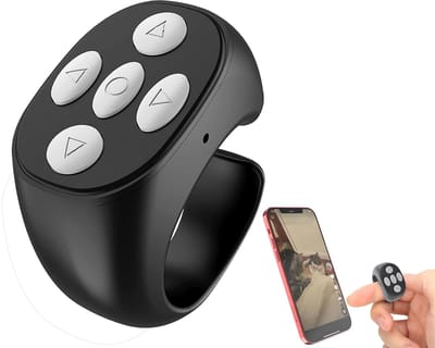 Casemania Bluetooth Afstandsbediening Ring - Draadloze Pagina-omdraaier Scroller Telefoon Selfie Camera Sluiter Muis - TikTok Instagram E-reader Kindle Presentatie Clicker - Video Teleprompter Muziekblad Tablet iOS Android Oplaadbaar Controller