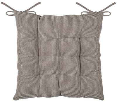 Stof Textile stoelkussen Dandy - beige - 38 x 38 x 5 cm - touwtjes sluiting - zitkussens - binnen/buiten