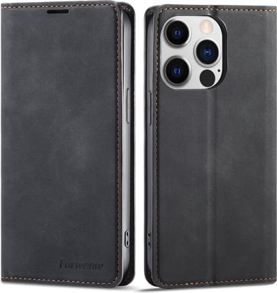 Apple iPhone 14 Pro Max Telefoonhoesje | Hoogwaardig Leren Bookcase | Portemonnee | Zwart