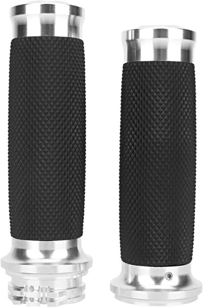 Stuurgrepen Motor - Handvatten Set - Comfortabel Rijden - Antislip Grip - 25mm Diameter - Zilver
