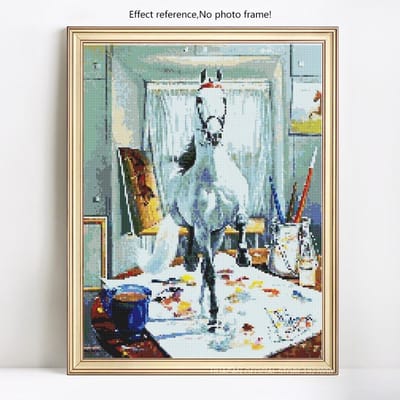 5D DIY diamant schilderij dier paard volledige ronde strass foto borduurwerk verkoop diamant 20X30 gray