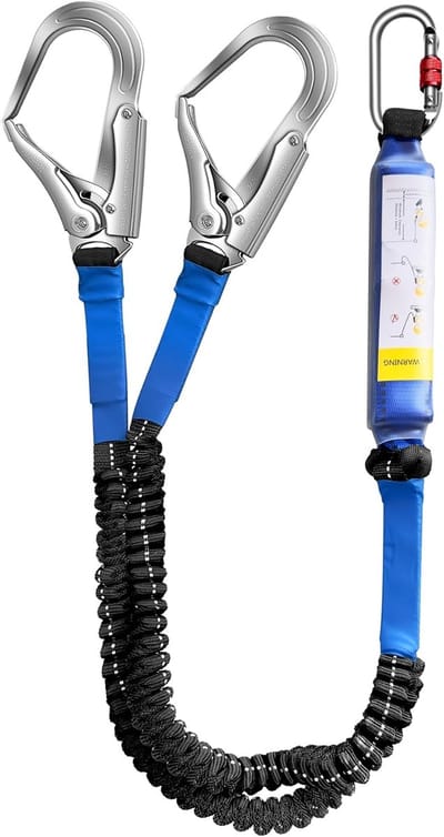 Veiligheid Lanyard - Valbeveiliging - Werk op Hoogte - Schokabsorberend - 6 Voet - Blauw