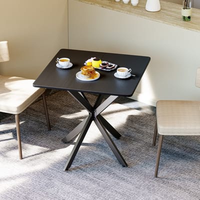 PHOEBE CAT Eettafel - Vierkant bijzettafel - X-poten - Metalen frame - 80 x 80 x 75 cm - Zwart