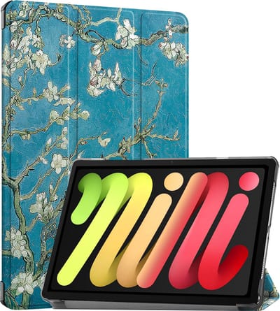 Hoes - Geschikt voor Apple iPad Mini 7 (2024) - 8.3 inch - 7e Generatie - Dun & Stevig - Trifold Bookcase - Hard Cover - Hardcover Book Case - Tablet Hoesje - Bloesem