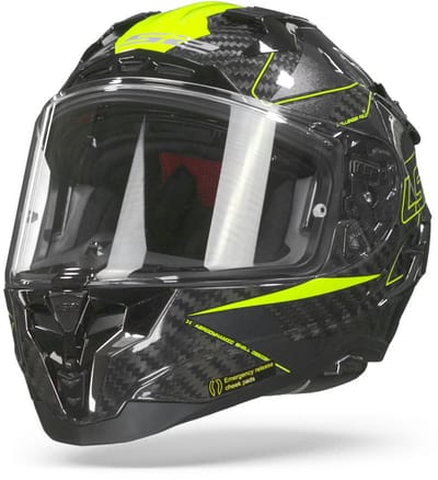 LS2 FF327 Challenger Carbon Fold Glans Hi-Vis Geel Integraalhelm - Maat S - Helm