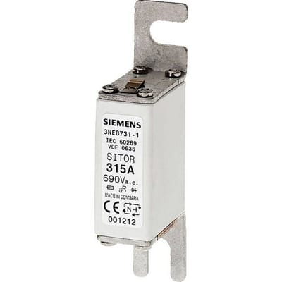Siemens 3NE87311 Zekeringsinzetstuk Geschikt voor Zekeringsgrootte 000-4 Afmeting zekering : 0 315 A 690 V 10 stuk(s)