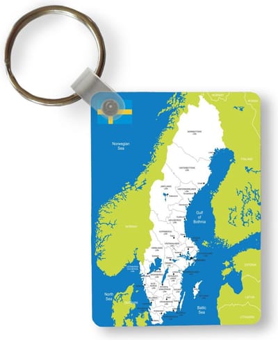 Sleutelhanger - Gedetailleerde kaart van Zweden - Uitdeelcadeautjes - Plastic
