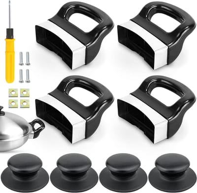 Inovra Plus - Set van 4 snelle kookpannen voor stoompannen en soeppannen met potgrepen en deksels - Inclusief schroevendraaier - Potgreep vervanging - 70 x 60 mm