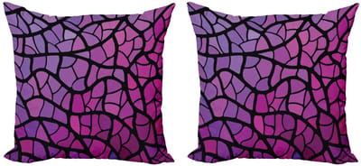 ABAKUHAUS Abstract Sierkussenhoes Set van 2, Grafik-Buntglas, Modern Accent Dubbelzijdige Digitale Print, 40x40, Violet Magenta en Zwart