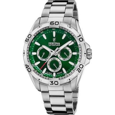 Festina F20623/3 Heren Horloge - Mineraalglas - Roestvrijstaal/Staal - Zilverkleurig - Ø 44.5 mm - Quartz - Vouw/Vlindersluiting - 10 ATM (zwemmen)