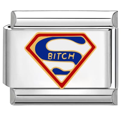 Quiges - Schakel - Bedel - 9mm - charms - super Bitch - teef - Geschikt voor - armband - Schakelarmband - italy bedels armband