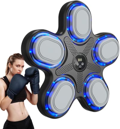 Muziek Boksmachine - Wandbokstrainer - Fitness Thuis - Verlichte Muziek Training - 39x38x7 cm - Zwart