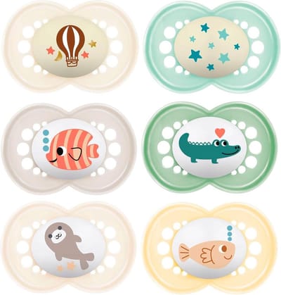 Silicone Original Day & Night Skin Soft 6-16 maanden set van 6 - incl. steriliseerde trasportboxen