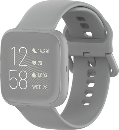 By Qubix - Compatible Fitbit bandje - geschikt voor Fitbit Versa 1 / 2 & Lite siliconen sportbandje met gespsluiting - Grijs - Maat: Small Smartwatchbandje bandje Armband Polsband Strap Band Watchband