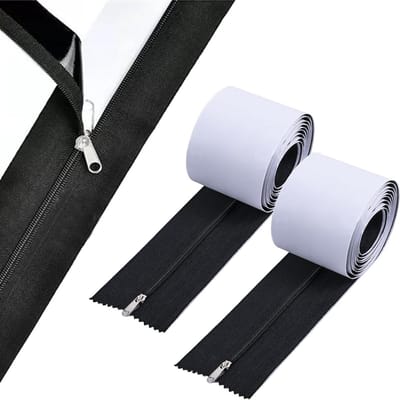2 Stuks Zware Zelfklevende Ritsen, 84"x3" Stofbarrière Rits voor Directe Deurbescherming, Duurzame Tarpaulin Ritsen voor Bouw en Renovatie