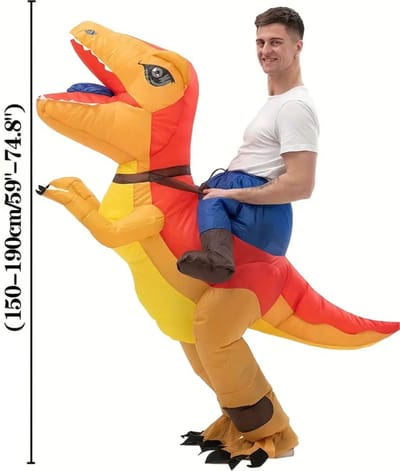 Bovista Dino Pak - Kostuum - Opblaasbaar - Dinosaurus - Opblaas - Halloween - Carnavalskleding - Heren - Dames - Volwassenen - Oranje