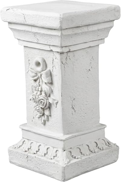 Hars Sokkel Pilaar - Decoratieve Zuil - Buiten Binnen Decoratie - Weerbestendig Hars Materiaal - 30x17x17 cm - Wit
