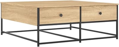 Salontafel 100x99x40 cm van bewerkt hout in sonoma eikenkleur