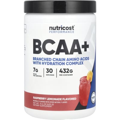 Nutricost, Performance Athlétique, BCAA+, Limonade Framboise, 15,4 oz (432 g)