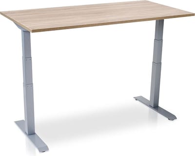 Zit-sta bureau elektrisch verstelbaar - MRC PRO NEN-EN 527 | 160x80 cm | frame aluminium - blad midden eiken - met kabelmanagement | memory functie met USB | 150kg draagvermogen
