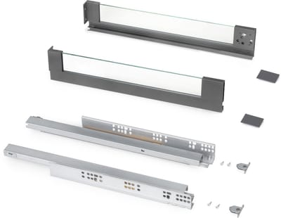 Emuca Outdoor Vertex 40kg glaszijdige lade 93mm hoog, 450mm diep, Staal en Aluminium en Glas, Antracietgrijs