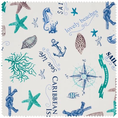 Motiefstof in linnenlook "Sealife"