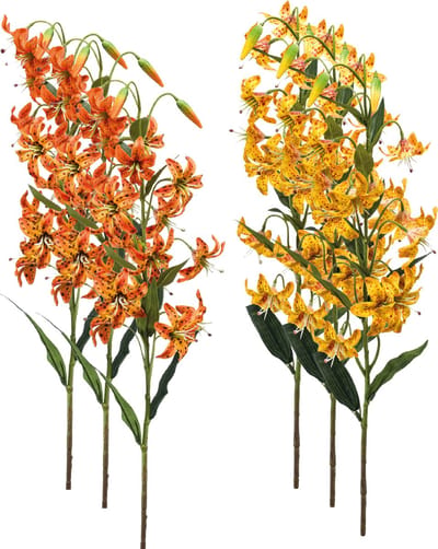 Emerald - Kunstbloem Lelie 80cm Oranje - Set van 6 - Kunstplant voor binnen