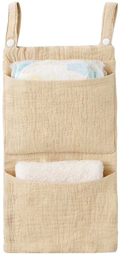 Dailygoods- Opbergtas - Hangende Organizer - Luiertas - Katoen - Baby Crib Organizer - 20 x 15 x 2 cm - Kaki Kleur - Opbergzak