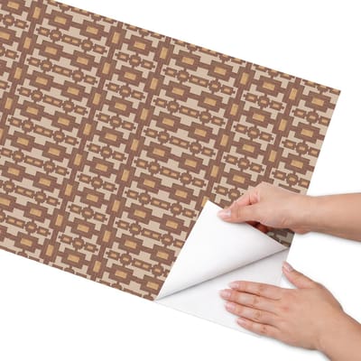 Coloray Meubel Wrap Folie - Bruin Meubelfolie - 50x100 cm - Wrapfolie Keuken Retro patroon - Decoratiefolie - Retro Meubelfolie - Meubel Wrap Folie - Woonkamer decoratie - Achtergronden en patronen