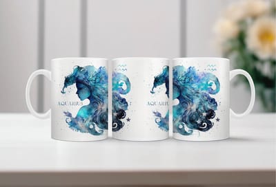 Koffiemok Sterrenbeeld Waterman - koffiemok - theemok - koffiebeker - mok - drinkbeker - Boogschutter - Ram – Stier - Tweelingen – Kreeft – Leeuw – Maagd – Weegschaal - Schorpioen – Boogschutter – Steenbok – Waterman – Vissen