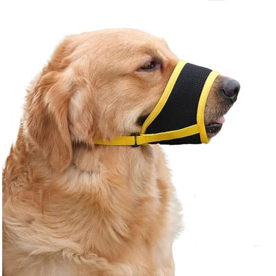 Muselière en Maille Réglable Anti-Aboiements Morsures Pour Chiens Muselière Buccale Pour Animaux Domestiques Arrêt de Mastication Pour Chiots Sangle en Nylon Accessoires Pour Chiens Produits Pour Animaux (YELLOW,M) jaune