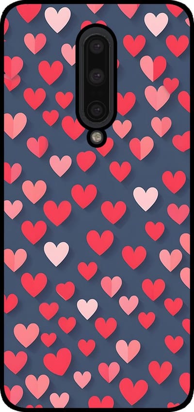 Smartphonica Telefoonhoesje Geschikt voor OnePlus 7 Pro met Roze en Rode Hartjes Opdruk - TPU Backcover Case With Rosé and Red Heart Design geschikt voor OnePlus 7 Pro
