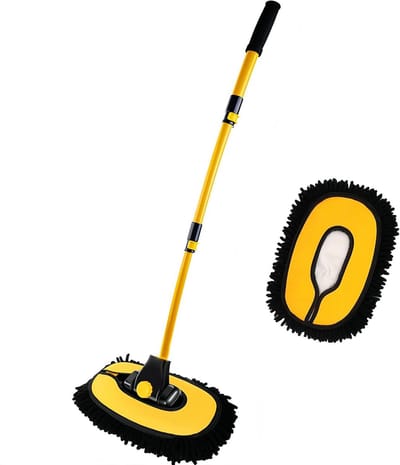 Autowasborstel Mop - Schoonmaak Tool - Voertuig Reinigen - Verstelbaar Handvat - 50-102 cm - Zwart Geel