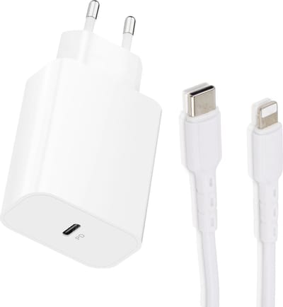 Snellader geschikt voor iPhone & iPad - Lightning - 20w - 1 Meter - Wit