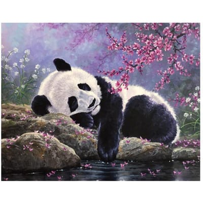 Diamant schilderij kruissteek dieren diamant borduurwerk mooie panda foto strass volledige boor 20X30CM gray