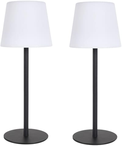 Home deco factory LED tafellamp - 2x - Zwart - Kunststof - 40 cm - Oplaadbaar via USB-C
