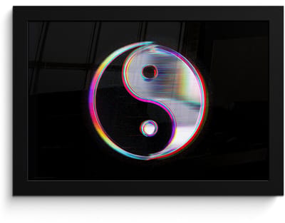 Poster in lijst - Fotolijst 30x20 cm - Posters - Yin-Yang - Cirkel - Regenboog - Posterlijst zwart - Decoratie - Wanddecoratie woonkamer - Muurdecoratie slaapkamer