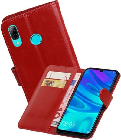Zakelijke Book Case Telefoonhoesje Geschikt voor de Huawei Honor 10 Lite - Portemonnee Hoesje - Pasjeshouder Wallet Case - Rood