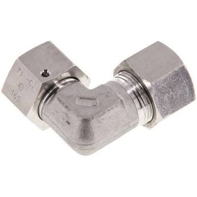 M24x1.5 x 16S RVS Verstelbaar L-Fitting 90graden met Afdichtconus en O-ring 400 Bar DIN 2353 - FL2E-NC-STFP-24-16-SO