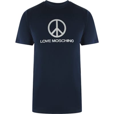 Love Moschino Peace Logo Marineblauw T-shirt