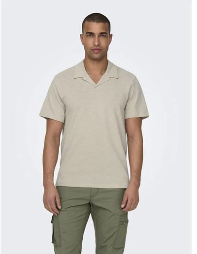 Only & Sons Yakob Reg Resort Korte Mouw Poloshirt Grijs XL Man