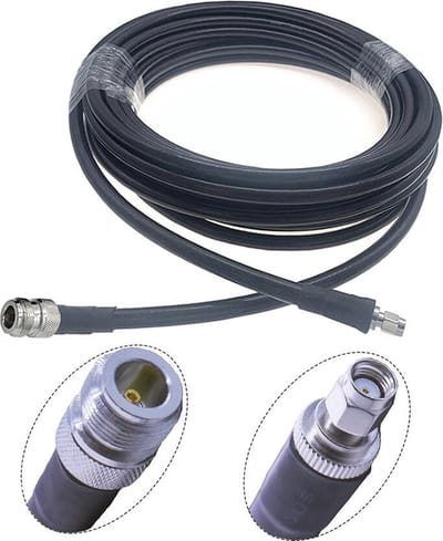DrPhone HHC2 – LMR 400 Helium Hotspot Antennekabel – 3 Meter - N Type (Vrouwelijk) naar RP-SMA (Mannelijk) - Zwart