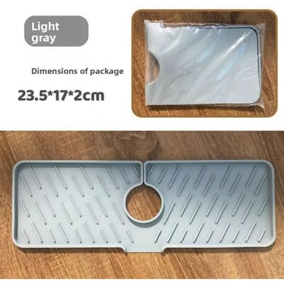 Siliconen Kraanmat Multifunctionele Opvouwbare Spoelbak Afvoer Mat Anti-Spatten Aanrecht Afvoer Mat lichtgrijze kleur