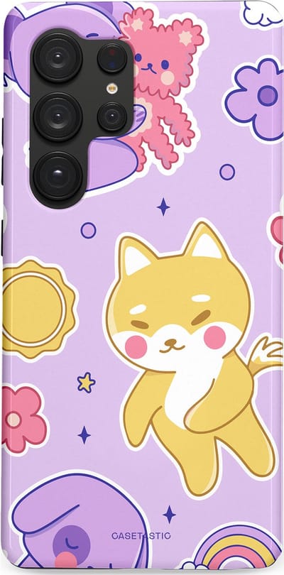 Casetastic hoesje geschikt voor Samsung Galaxy S25 Ultra - Dubbellaagse bescherming - Knuffelvriendjes - Fashion Case - Lichtroze Lila Goud