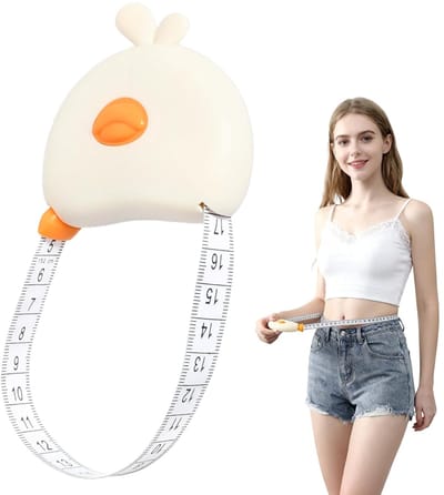 150 cm meetlint voor lichaam, intrekbaar, zacht lichaamsmeetlint, snaaimaatlint met magneetgesp, geschikt voor het meten van lichaamslengte, tailleomtrek, borstomtrek etc. (Crèmewit)