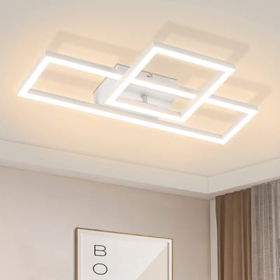 NETTLIFE Plafondlamp LED - Wit - vierkant - 2-Lichts - Modern - 20W Plafondverlichting - 3000K Warm Wit Licht - Metaal - voor Woonkamer | Slaafkamer | Keuken | Hal
