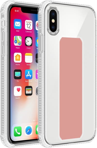 Cadorabo Hoesje geschikt voor Apple iPhone X / XS in ROZE - Beschermhoes gemaakt van flexibel TPU silicone Cover Case met houder en standfunctie