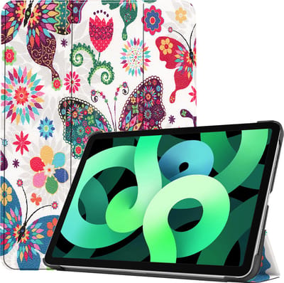 Hoes - Geschikt voor Apple iPad Air 5 (2022) - 10.9 inch - 5e Generatie - M1 - Dun & Stevig - Trifold Bookcase - Hard Cover - Hardcover Book Case - Tablet Hoesje - Vlinders
